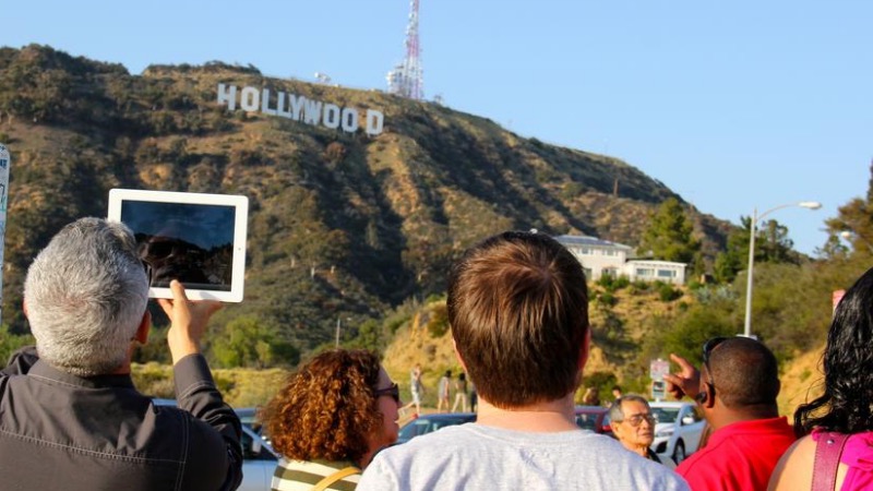 Turistas em Hollywood em Los Angeles
