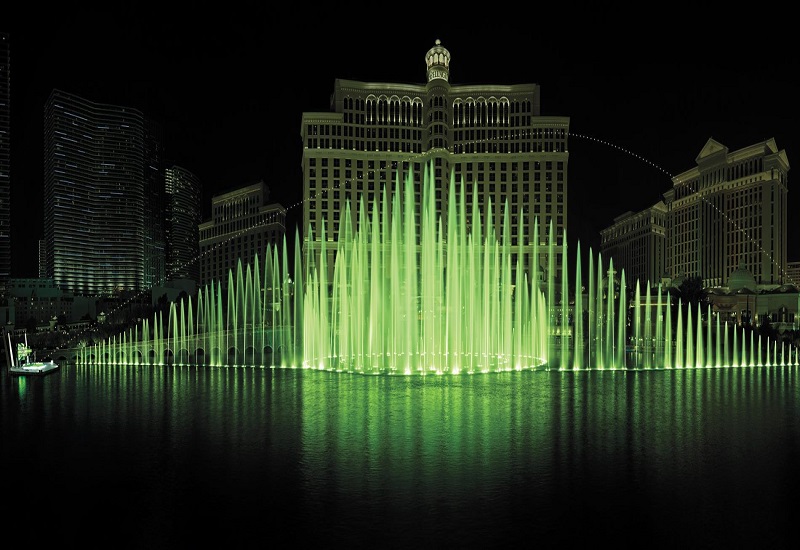 Bellagio Fountain no St. Patrick's Day em Las Vegas