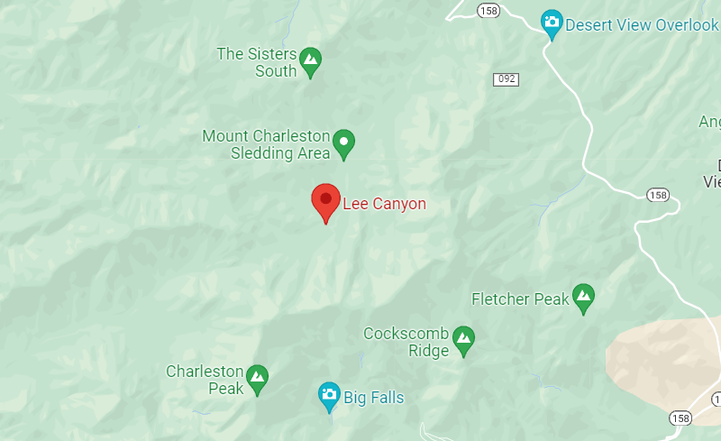 Mapa do Lee Canyon: ótimo destino de neve perto de Las Vegas